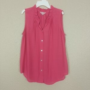 nanette NANETTE LEPORE women's barbie pink sleeveless light blouse with button m